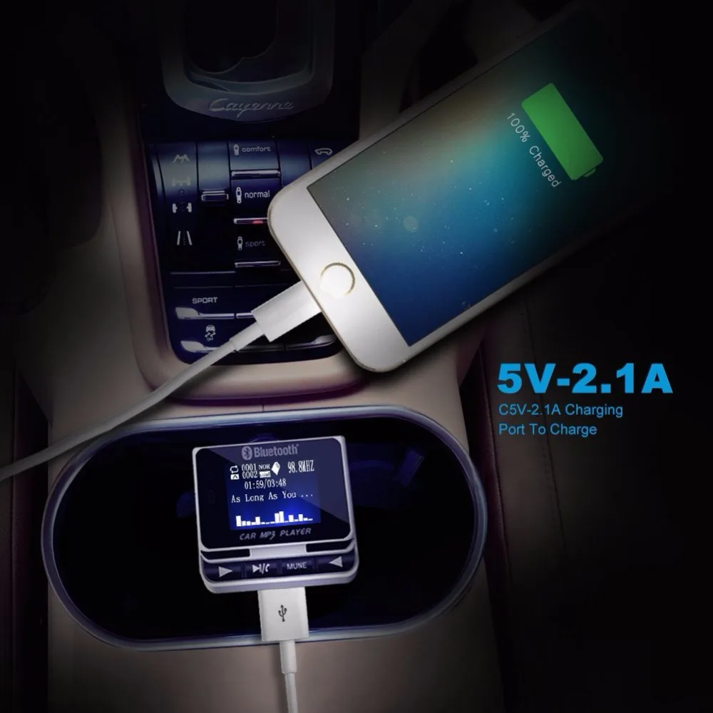 FM трансмиттер JINSERTA автомобильный беспроводной с поддержкой Bluetooth и mp3 плеером|fm