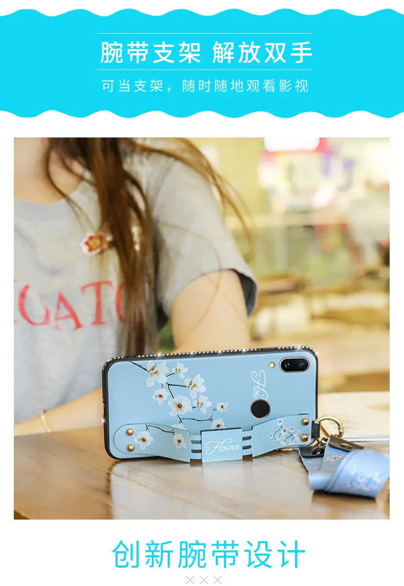 Ремешок на запястье мягкий TPU чехол для huawei P20 Lite P30 Pro P10 P8 P Smart плюс Коврики 8 9 10 20 X Nova 3 3i 3E 4 4E чехлы с цветами
