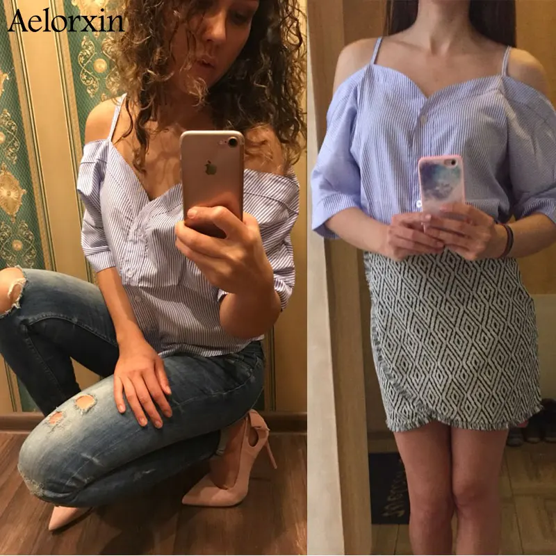 Aelorxin 2019 Сексуальная женская блузка с открытыми плечами рубашка Лето милые топы