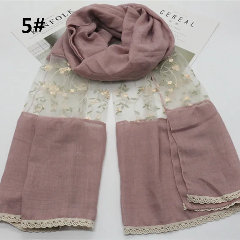 Модный хлопковый шарф высокого качества разных цветов длиной 180*73 см кружевной
