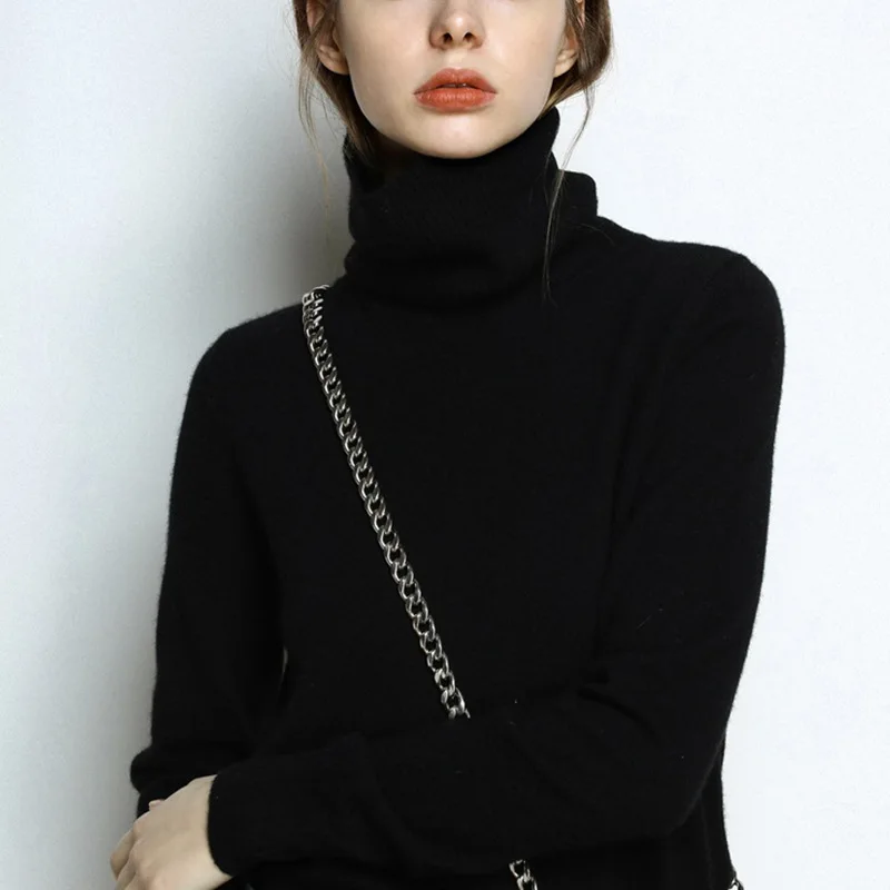 Зимний кашемировый свитер женские пуловеры с высоким воротником Женский