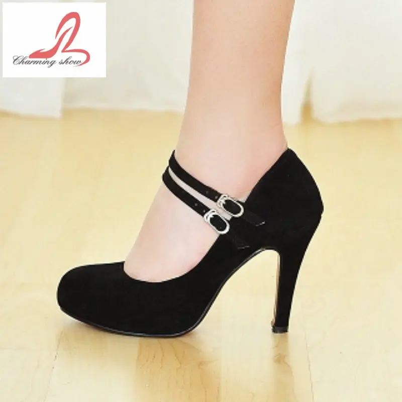 

Fanyuan Sexy High Heels Wedding Shoes Marry Jane Pumps for Women Hot Saling Flock Platform