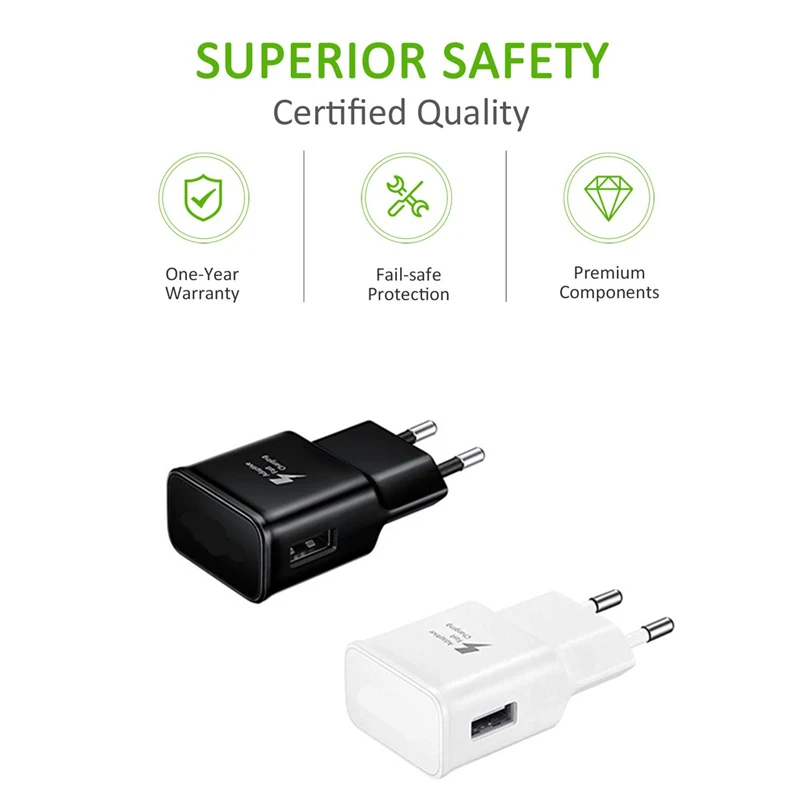 Usb type C кабель белый/черный ЕС зарядное устройство адаптер для samsung Galaxy S10 S10+ S10E S9 Lite S8 Note 9 8 A9 Star A70 A80