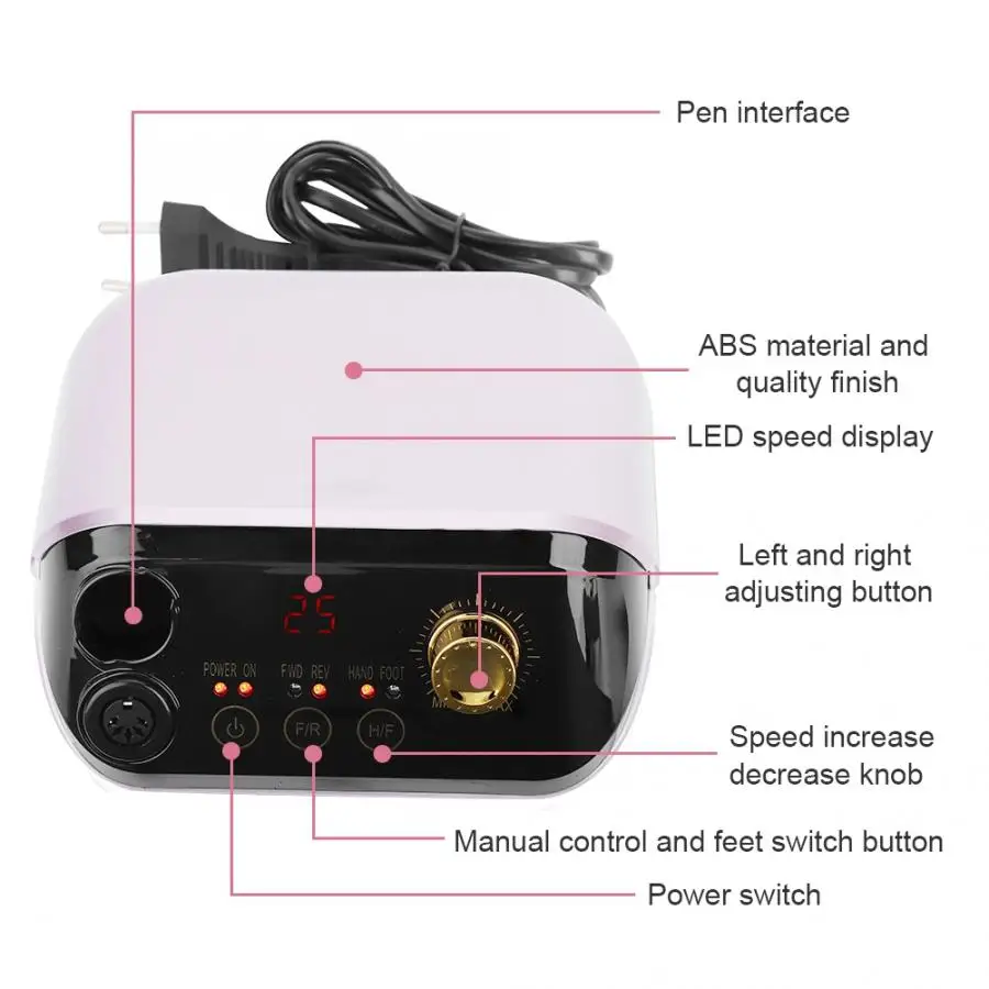 30 Вт электрическая дрель для ногтей маникюрный педикюрный аппарат 25000 об/мин