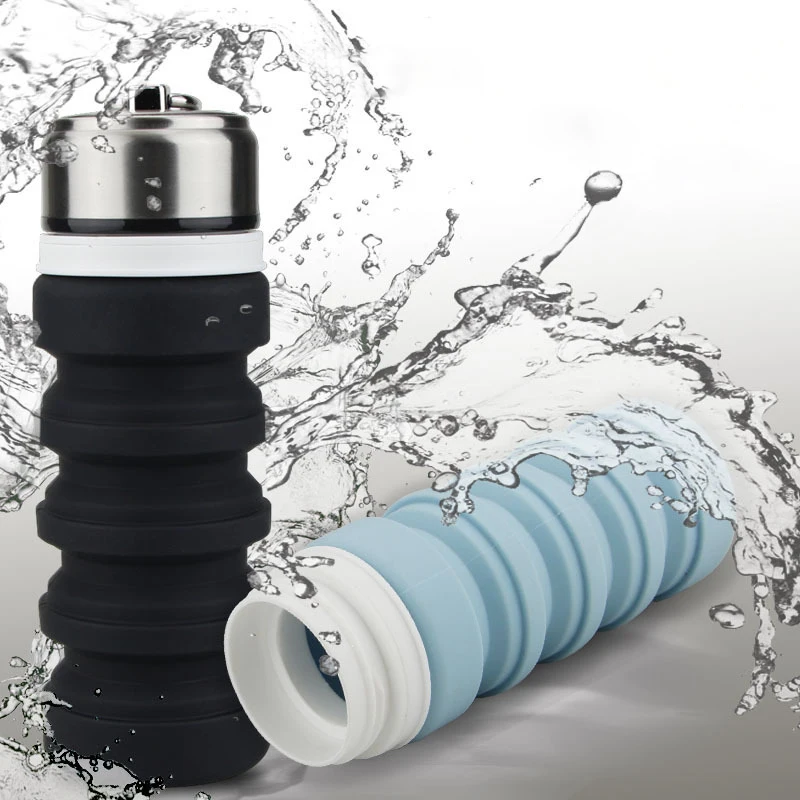 Дорожная стеклянная бутылка для воды удобная складная телескопический