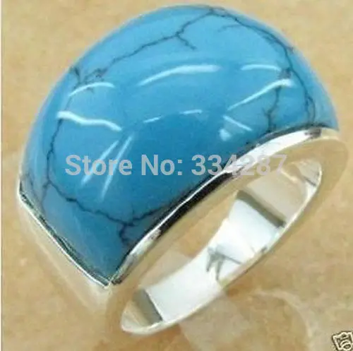 

Jewellery pretty silver turquoises men's Ring Size,8,9,10,11