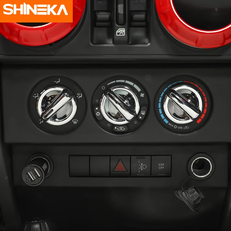 SHINEKA молдинги для интерьера Jeep Wrangler JK 2007-2010 ABS Автомобильная декоративная рамка для Центральной приборной панели Кнопка фиксатора декоративные наклейки