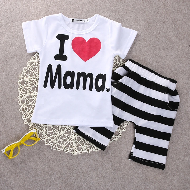 

2 шт., детский комплект одежды с надписью «I Love Mama»