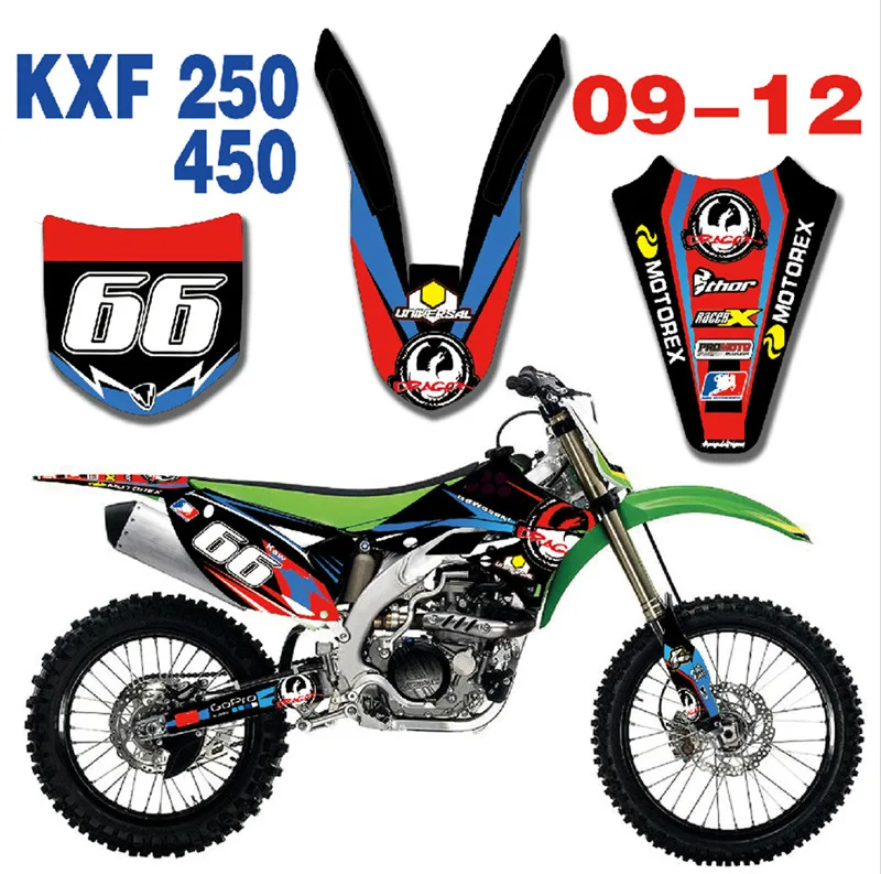 Графика фоны наклейки Наборы для Kawasaki KX250F KXF250 KX450F KXF450 2009 2010 2011 2012 KXF 250 450 KX 250F |