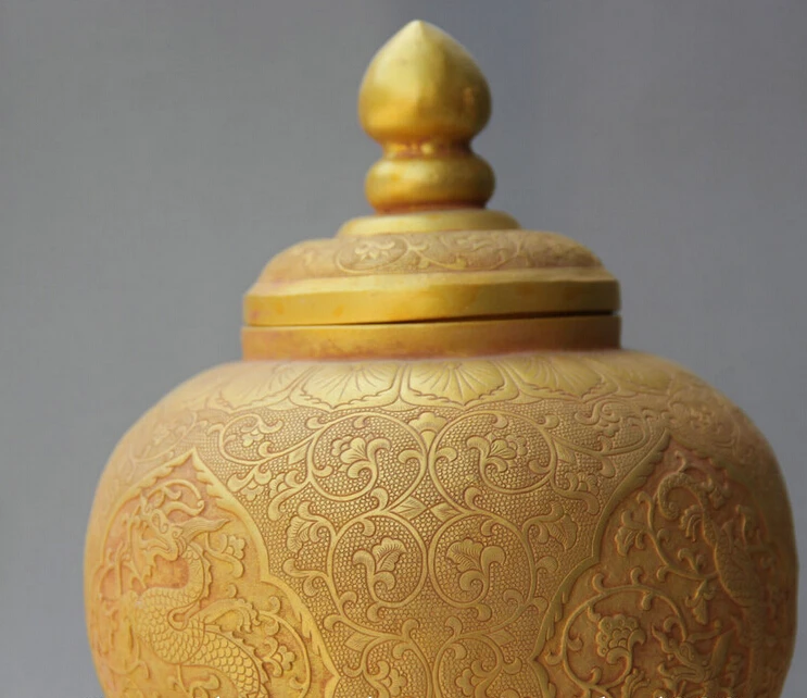 USPS to USA S2440 10&quot Chinese Dynasty palace Copper Gild Dragon handle vessel kettle Pot Jar Crock | Дом и сад