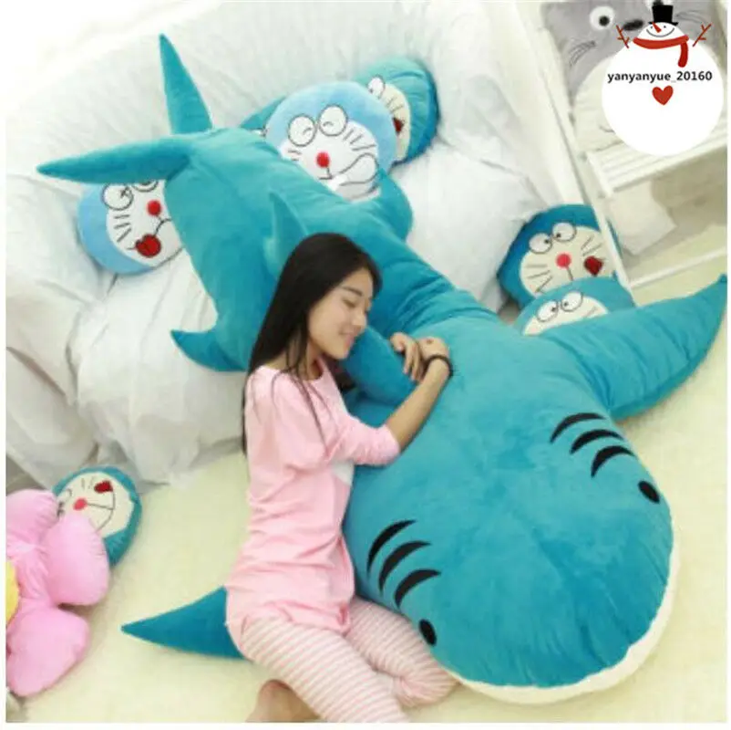 Light Blue Giant Big Shark Sleeping Bag Beanbag Sofa Bed Plush Stuffed Soft Gift Pull Over - Цвет: Light Blue