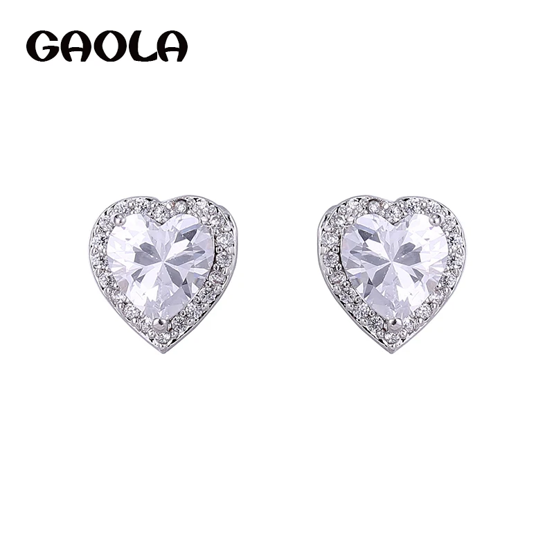 Женские серьги в форме сердца GAOLA с цирконием кубической огранки GLE4335|earrings
