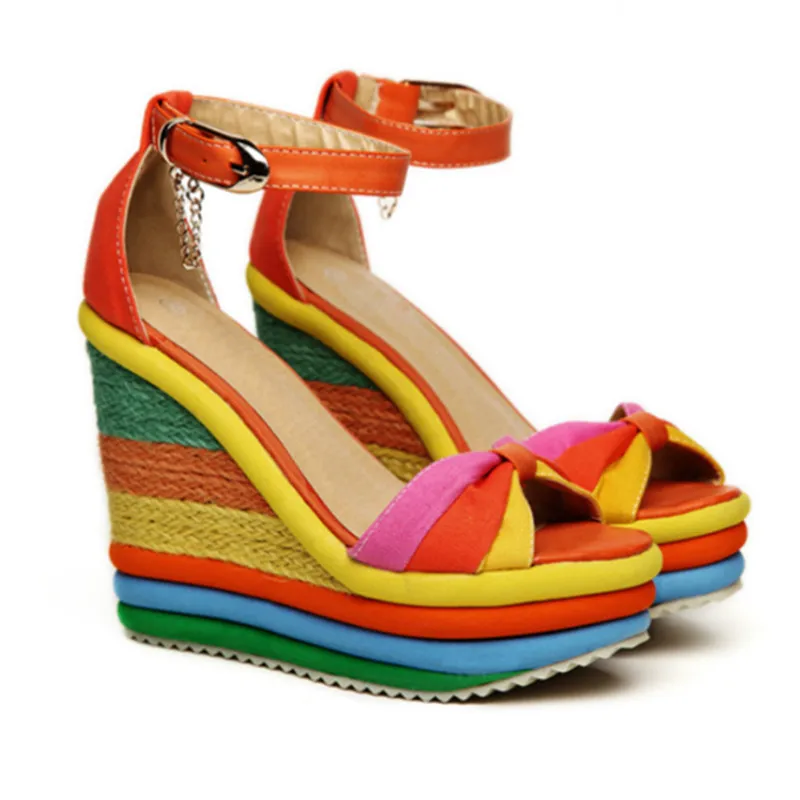 Босоножки MEMUNIA женские на платформе модные сандалии танкетке с пряжкой разные