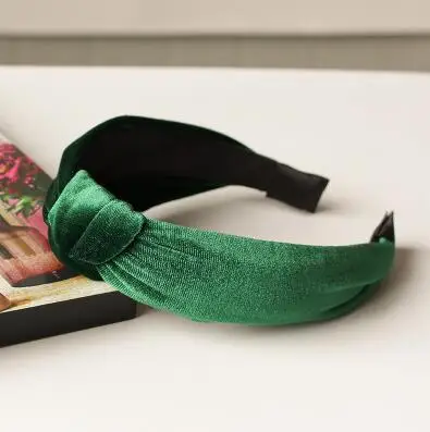 Velvet Green Женский ободок, модный однотонный бархатный ободок для волос, повязка на голову для женщин и девочек, элегантный ободок для волос ручной работы с перекрестным бантом - Цвет: Velvet Green