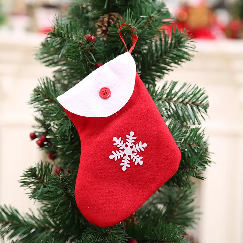 Festive Party Supplies Red cloth Christmas Stockings Envelopes Ornaments snow Buttons Gift Bags Socks 10pc/lot | Дом и сад