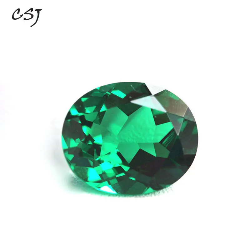 

CSJ Created Emerald Loose Gemstone Oval Cut Nano Emerald For Silver Mounting Rings Diy Jewelry Fine Cutting