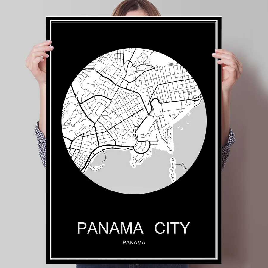 Панама абстрактные карта городов мира Печать плаката печать на Бумага или холст