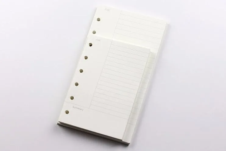 A5/A6 черная и Wahite спираль блокнот наполнитель бумага для Filofax Диарио планировщик внутренние страницы сменного переплета книжная бумага