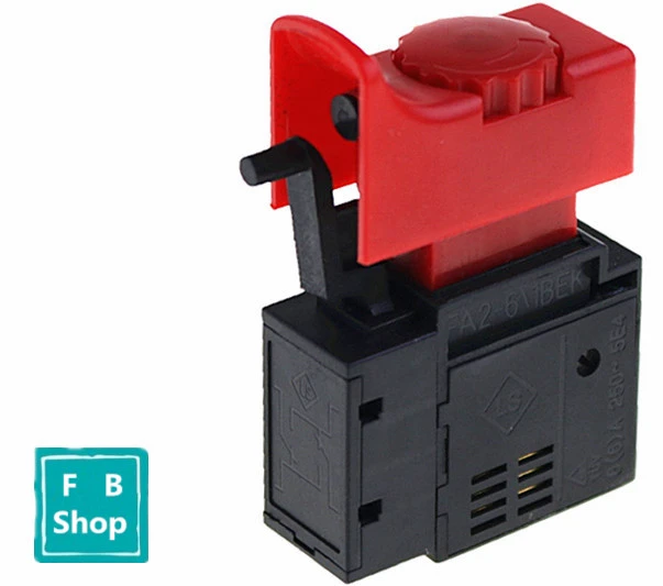 1 шт. FA2-6/1BEK 250 В 6A 5E4 красный+ черный замок на Электроинструмент электрическая дрель триггер переключатель электрическая фурнитура для инструмента переключатель