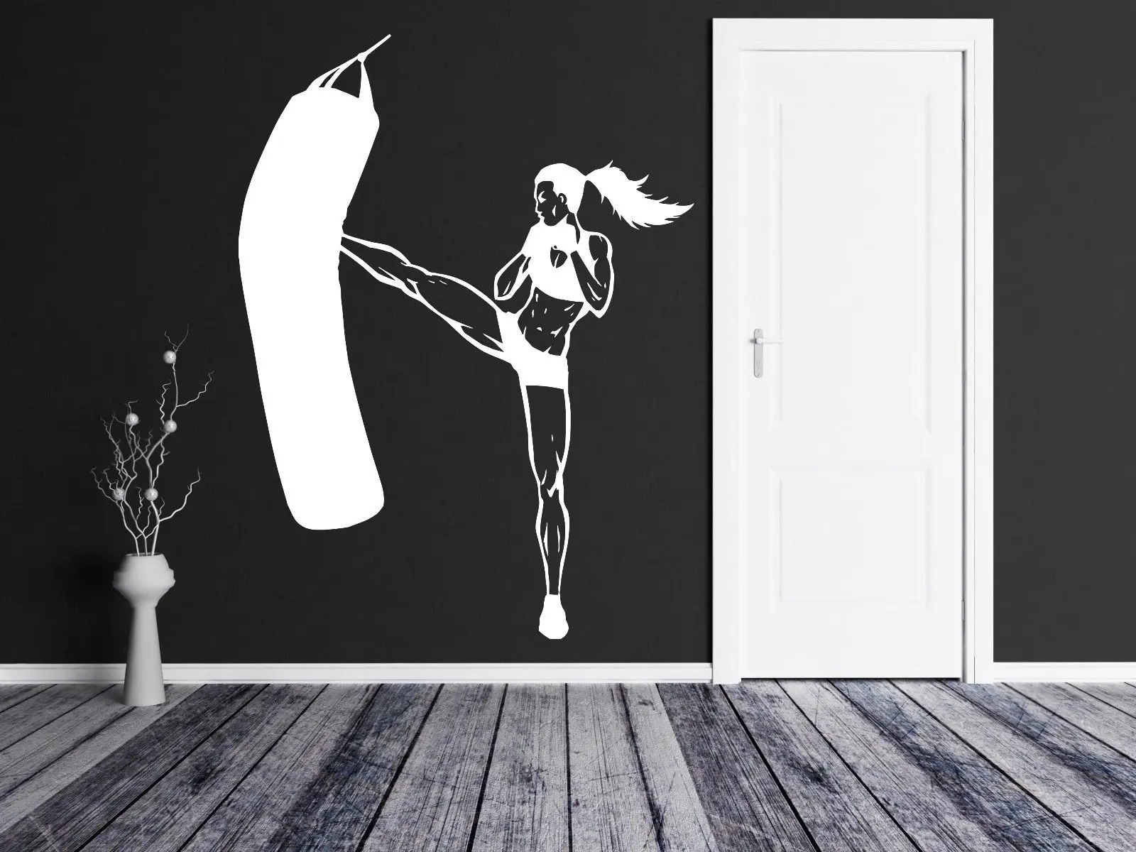 Новинка 2016 Спортивная виниловая наклейка на стену для фитнеса девушки