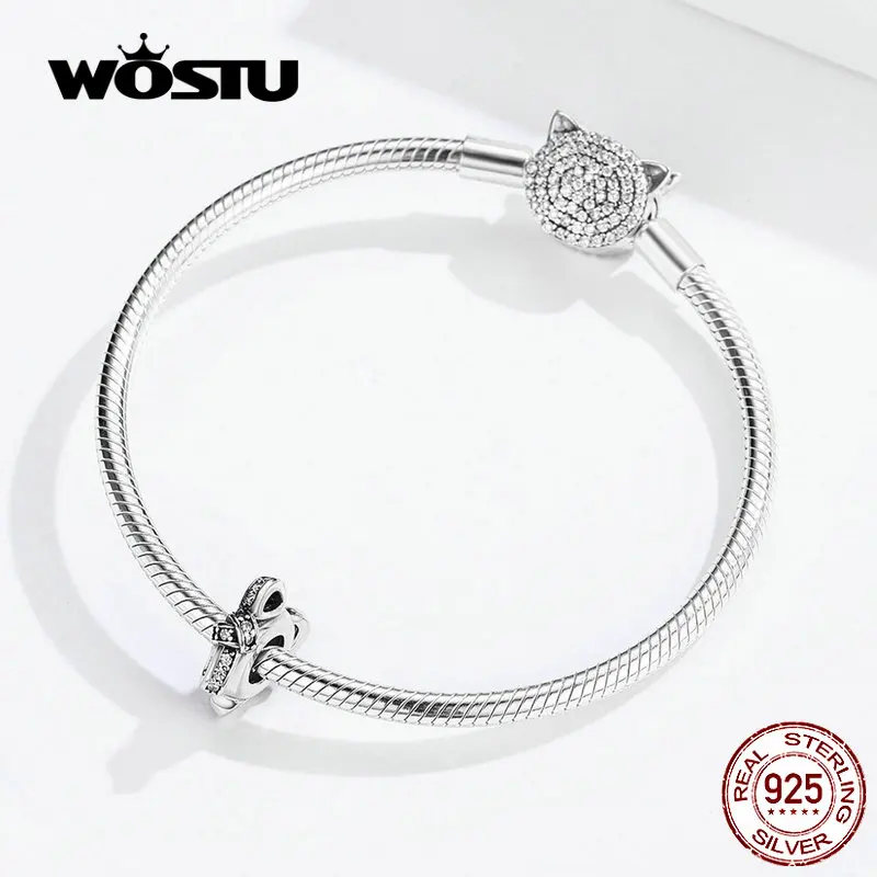 Бусины WOSTU CINK, 925 пробы, серебро, Красная эмаль, шарм, подходит для оригинального браслета, кулон, сделай сам, Серебряное ювелирное изделие CQC1234