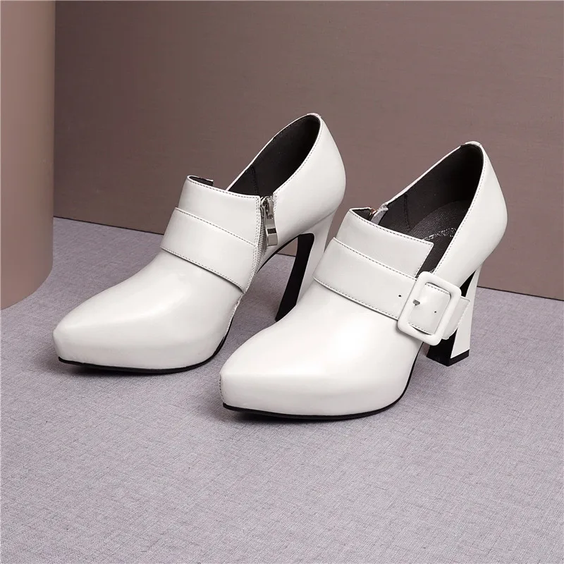 

ASUMER 2021 new genuine leather shoes pointed toe zip high heels shoes classic prom office shoes women pumps shoes women