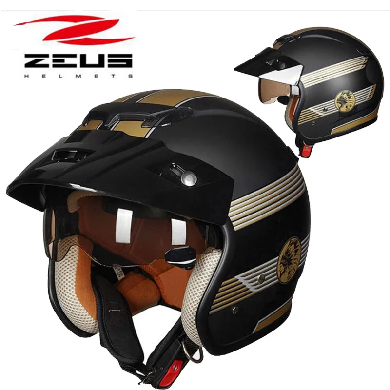 Мотоциклетный шлем ZEUS Safety модный с встроенными линзами в стиле ретро принца из