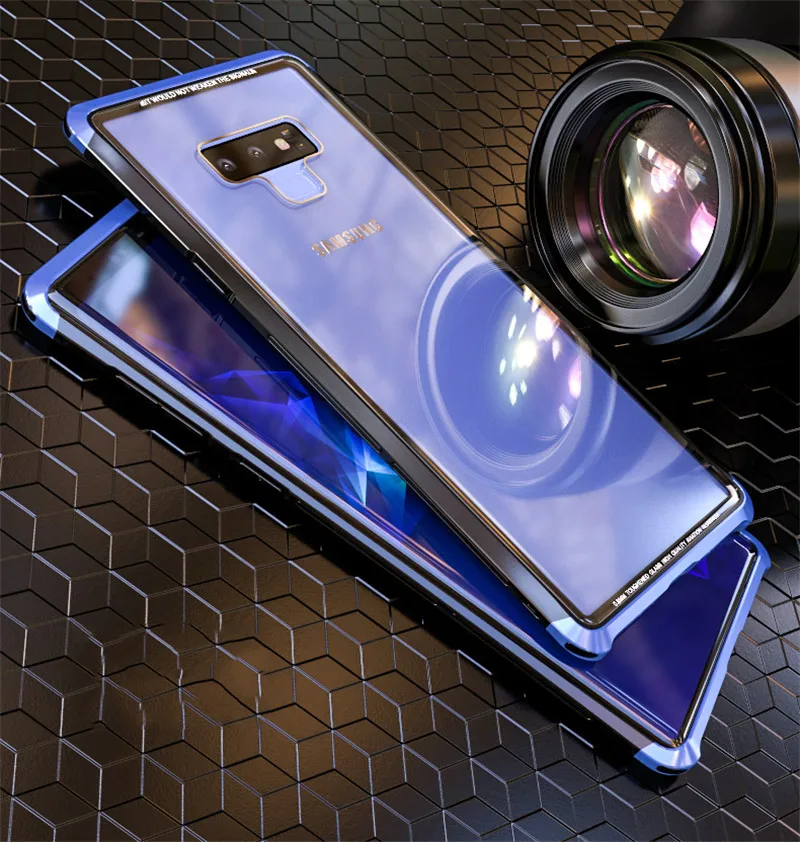 Тонкий жесткий чехол LUPHIE для samsung Note 9, модное прозрачное закаленное стекло+ ПК+ металлический чехол для samsung Galaxy Note9 S9 Plus