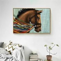 haochu modern chinese style living room decorative painting sofa background wall murals steed horse carousel art pictures