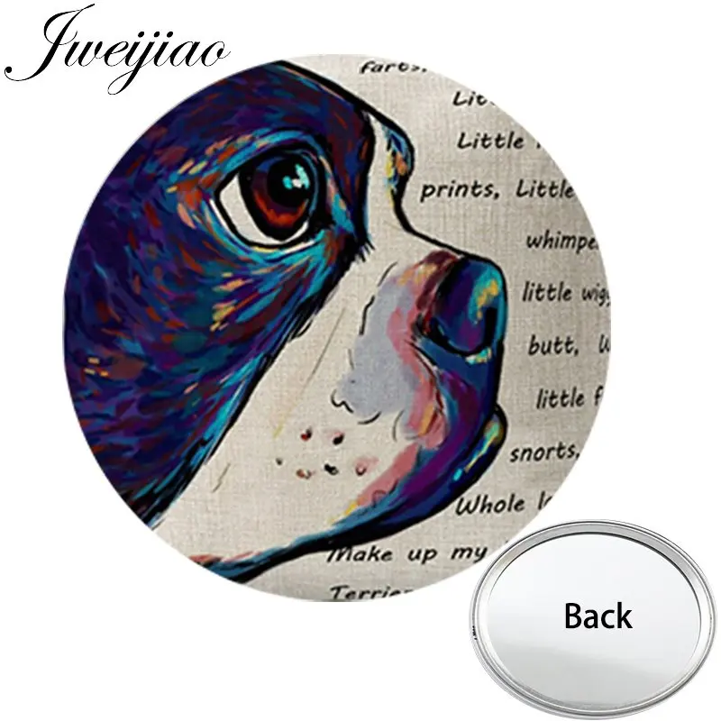 JWEIJIAO Love Pet Мопсы с одной стороны плоские мини Карманное зеркальце компактное портативное косметическое зеркало ручной дорожный кошелек - Цвет: A116