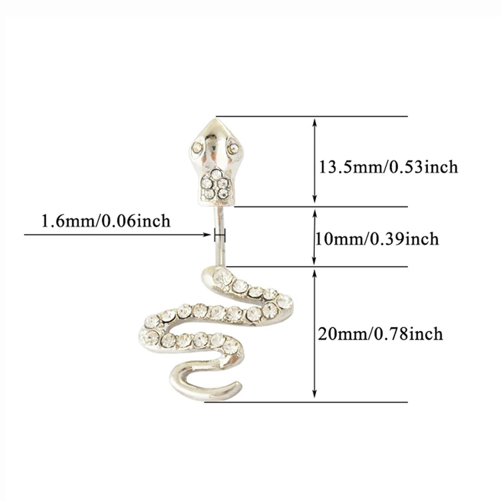 Модные стразы змея в форме геккона Колокольчик для пирсинга женщин и мужчин