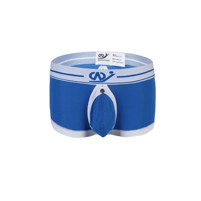 Blue Wang Jiang Модальные трусы-боксеры, мужское сексуальное нижнее белье с открытой спиной, мужские раздельные мешочки, сумка для пениса, мужские трусы, трусы для геев - Color: Blue