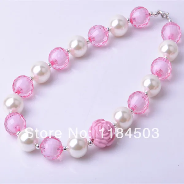wholesale 5PCS Sassy Pink rose chunky necklace!! kids necklace !!