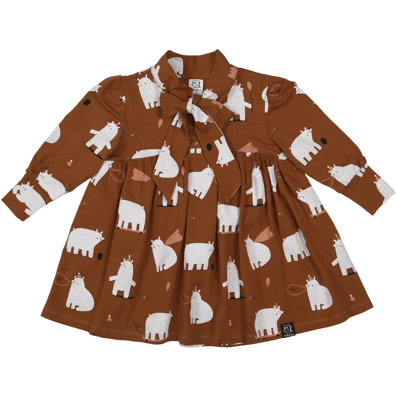 Brown Long Sleeve Детское платье; коллекция года; сезон весна-лето; платье с бантом для девочек; праздничное платье принцессы; детская одежда; Vestidos - Цвет: Brown Long Sleeve