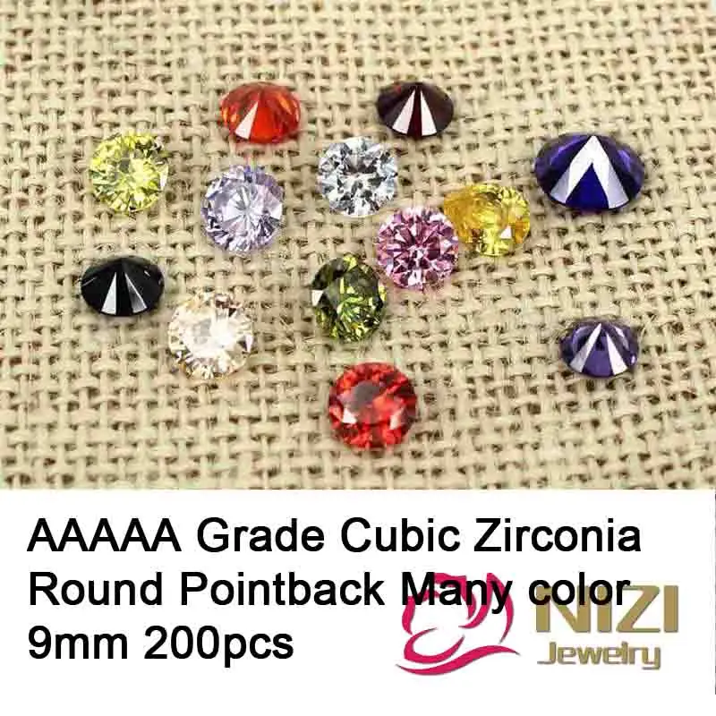 

9mm 200pcs Cubic Zirconia Beads For Jewelry Accessories Round Shape Design AAAAA Grade Charm Stones Nail Art DIY Decorations