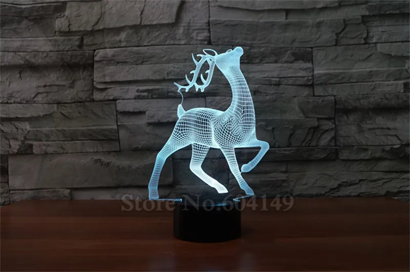 Детское освещение игрушка 3D ночник лось, олень мультфильм олень 3D окружающий свет акриловая Спальня Декор светодиодный стол Lampara сенсорный переключатель