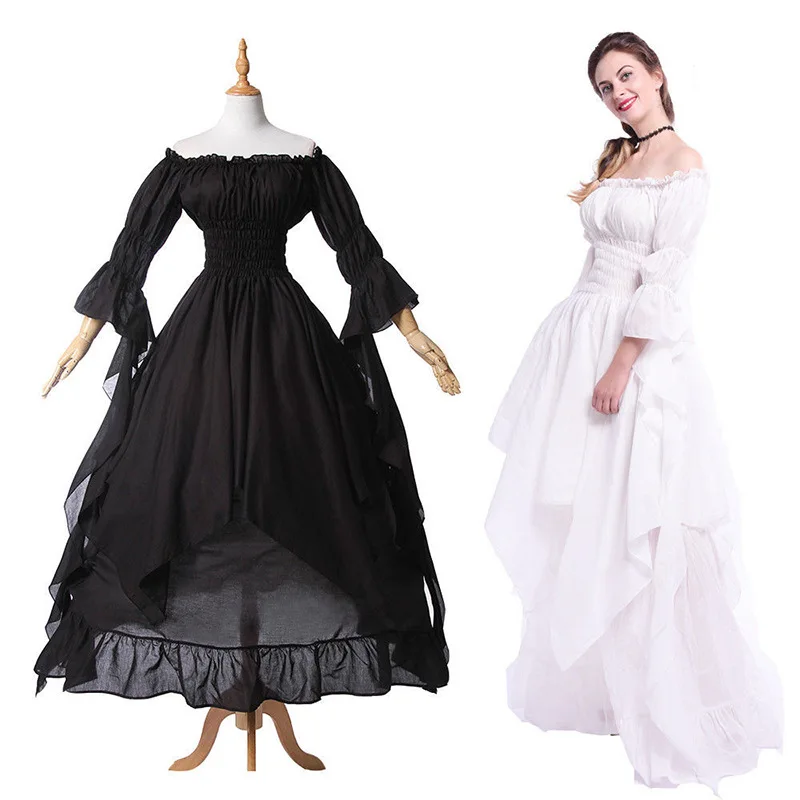 Women Medieval Dress Renaissance Vintage Style Gothic Floor Length Cosplay Dresses Without Belt Gown |