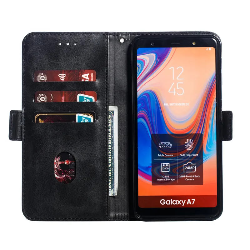 Кожаный чехол для Samsung Galaxy S10 S8 S9 Plus S7edge A6 A9 A7 J4 J6 2018 A30 A50 A70 M20 с откидной крышкой и
