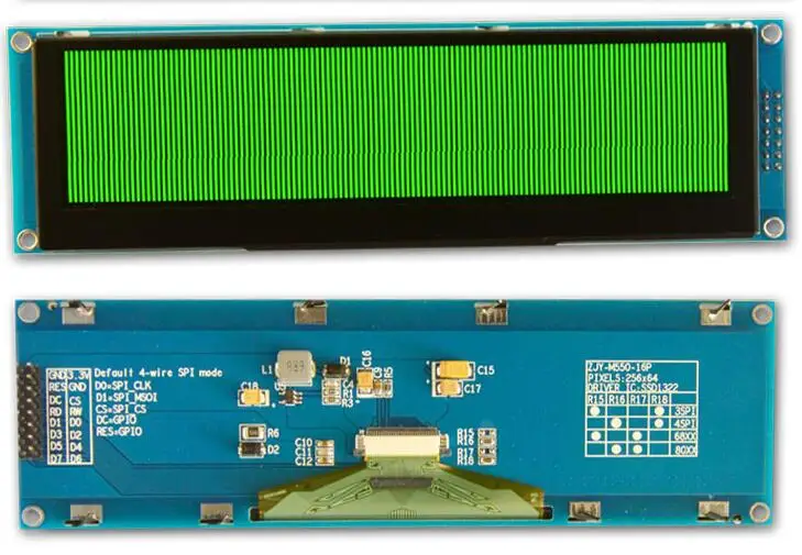 5 дюймов 16P SPI зеленый/желтый oled экран модуль SSD1322 Привод IC 256*64 (поддержка 16 Grayscale) 3 V
