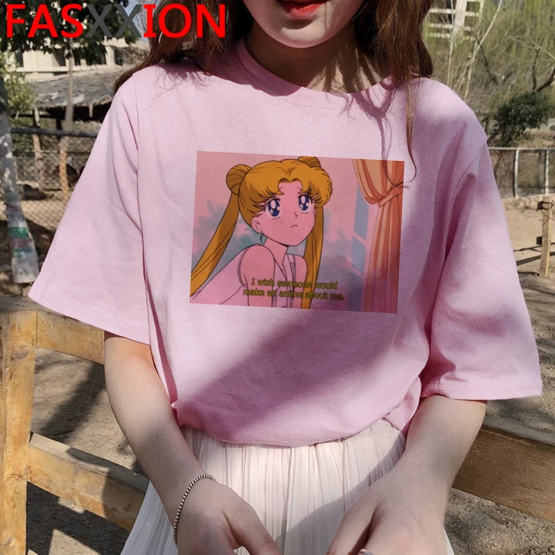 90s футболка гранж Эстетическая Женская милая Футболка Harajuku Ullzang модная Kawaii Летние