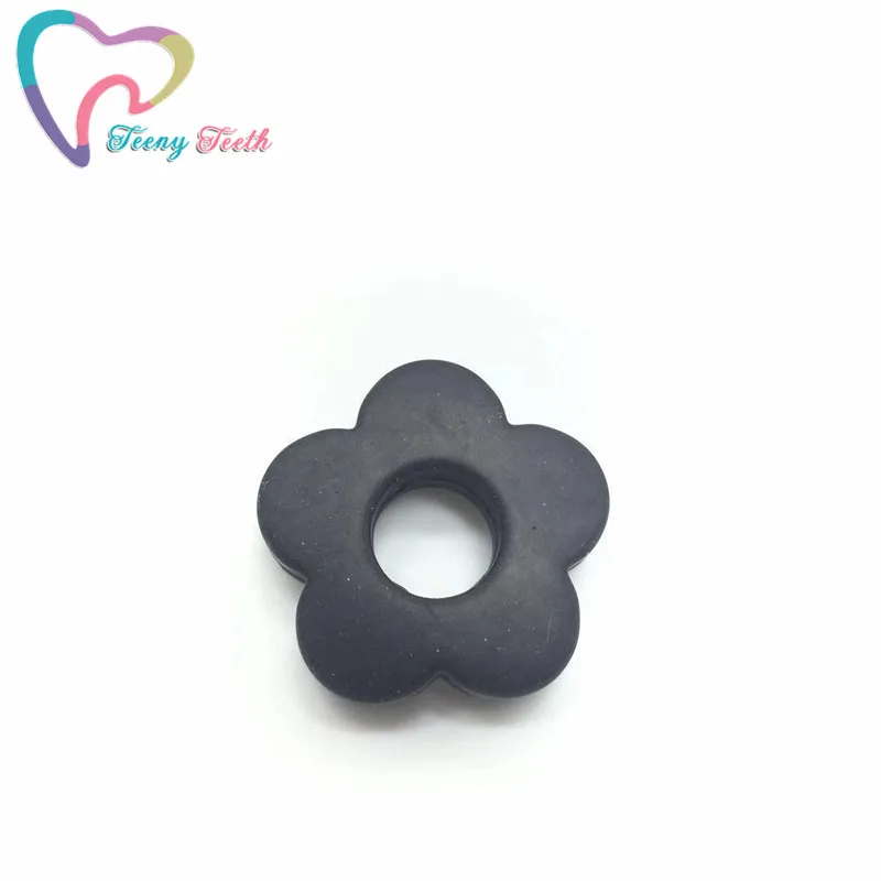 Black Teeny зубья 10 шт. Силиконовые Прорезыватели для зубов в форме цветка грызуны DIY Детские принадлежности для кормления Bebe Biter пищевой Подсолнух бусины - Цвет: Black