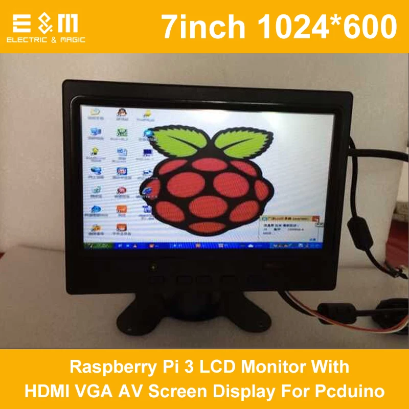 Новый 7 дюймовый 1024x600 ЖК монитор Raspberry Pi 3 с HDMI VGA AV экраном для Pcduino Banana Car|monitor with