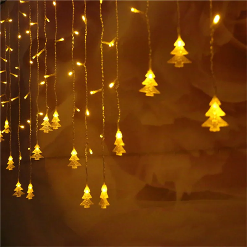 3.5M Led Curtain Christmas Tree Icicle String Light Fairy Decoration New Year Lights Wedding Party EU/US/AU/UK AC100-240V | Лампы и