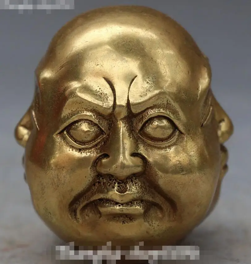 Китайская резьба 4 лица Будда счастливый сердитый грустное удовольствие голова