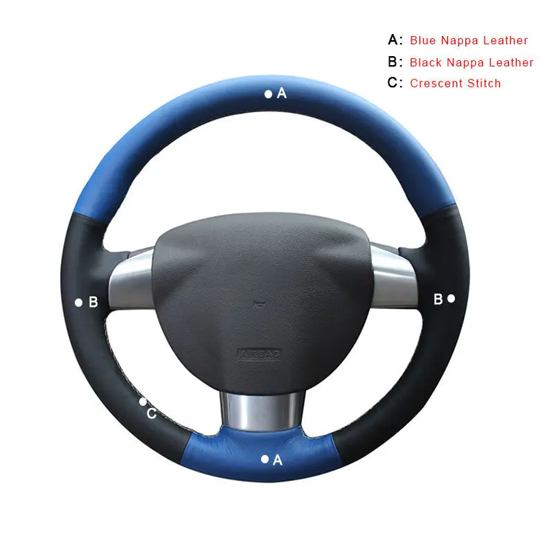 Top Layer Leather Автомобильная Оплетка на Руль Обложка для Ford Focus 2 2005-2011(3-спица) салона авто-Стайлинг Авто Чехлы для рулевого колеса кожа - Название цвета: Top Layer Leather