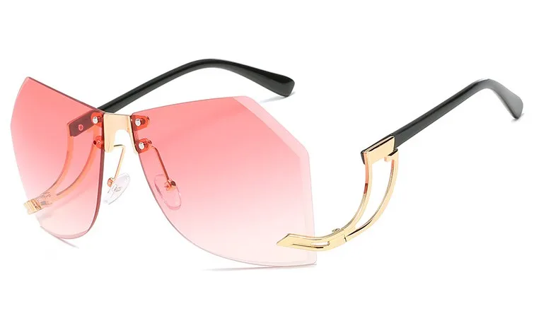 C3 pink Женские нестандартные безрамные солнцезащитные очки градиентные линзы UV400 Модные очки 45360 - Цвет линз: C3 pink