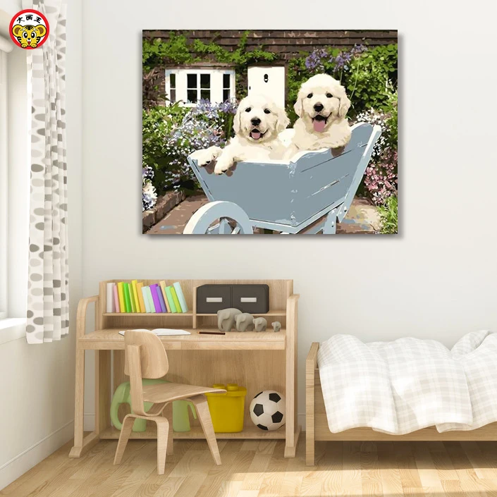 Краска по номерам Diy милые животные кошка и собака декоративные картины ручной работы цвет украшение картина маслом paintin