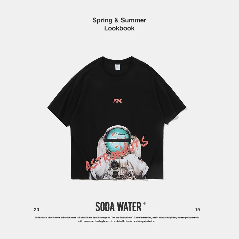 SODA WATER 2019 Summer Skateboard Tee Boy Girl Tshirt Tops Tees Streetwear Hip Hop T shirt Oversize Men's Funny Print 9126S|Мужские