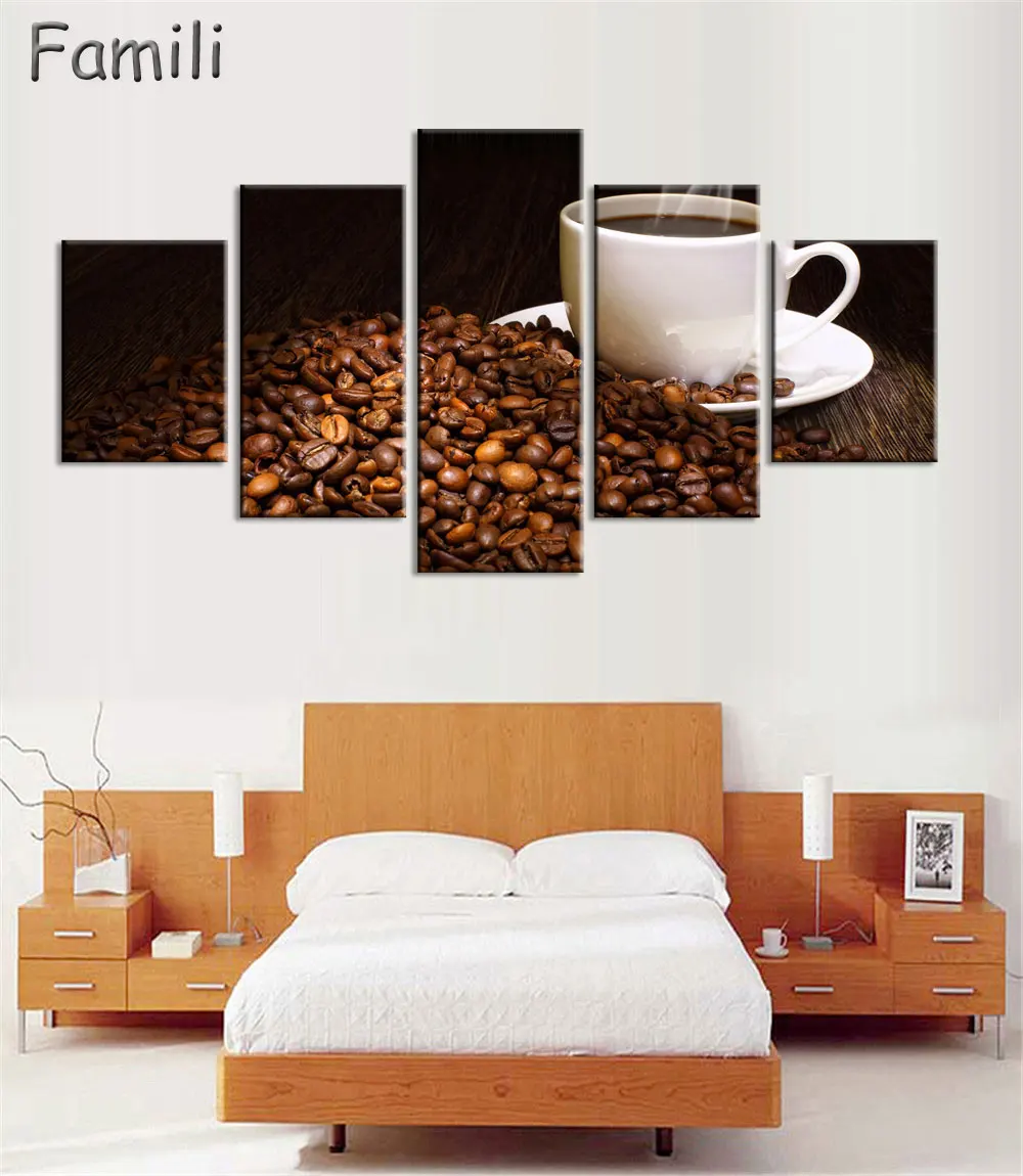 5 шт. настенные картины на холсте кофе без рамки|picture for living room|wall picturespainting poster |