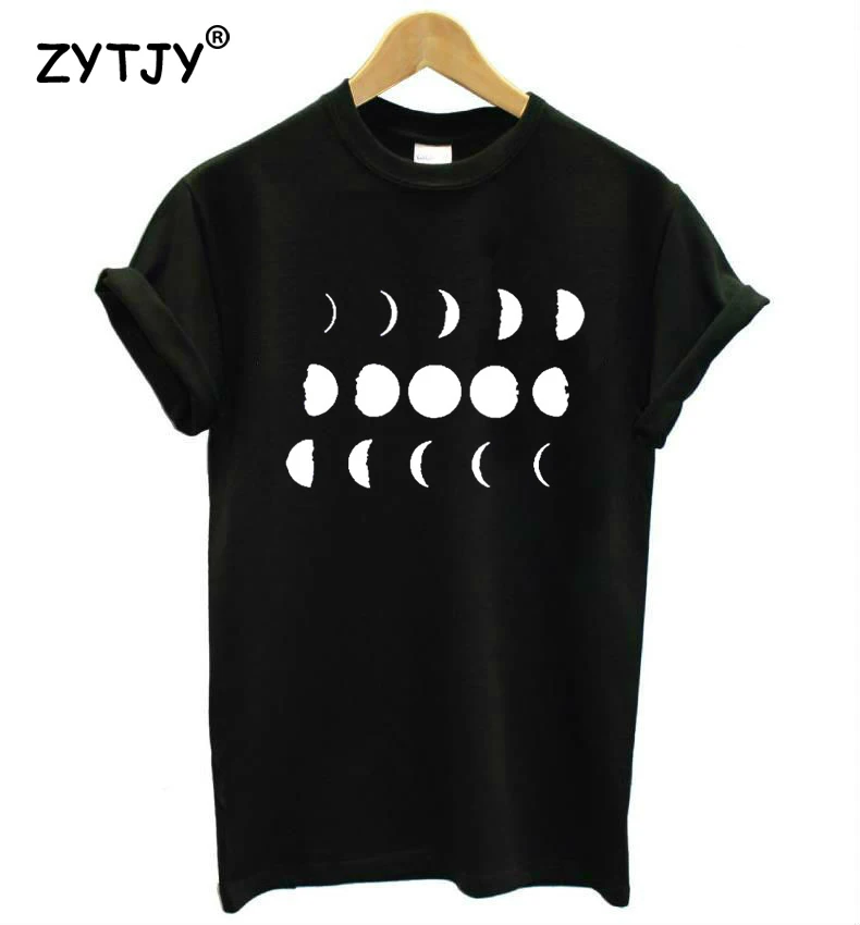 Женская футболка с принтом Луны и фаз повседневная хлопковая хипстерская